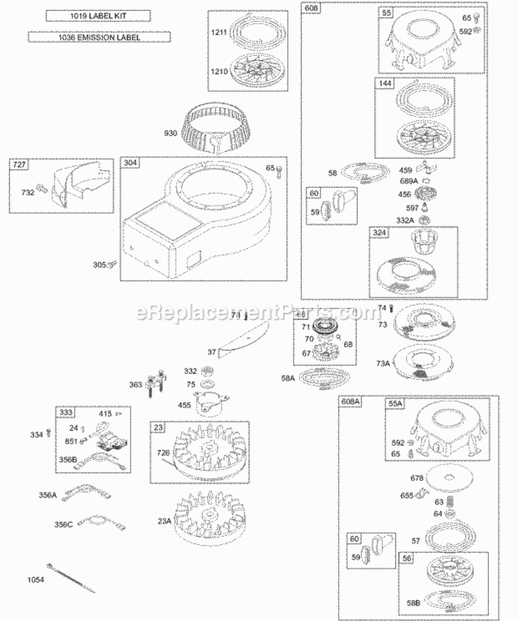 Blower Housing Flywheel Armature Rewind Diagram and Parts List for  Briggs and Stratton Engine